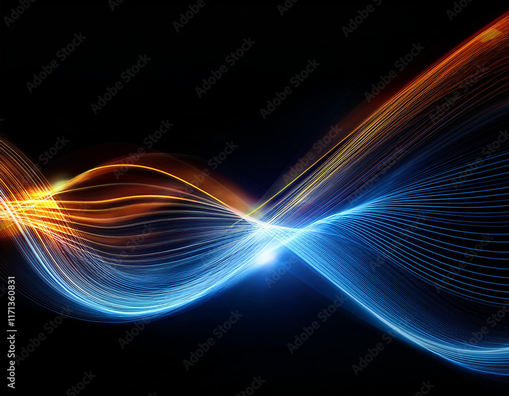 Abstract glowing wave lines on dark blue background. Dynamic wave pattern Abstract glowing wave lines on dark blue background. Dynamic wave pattern