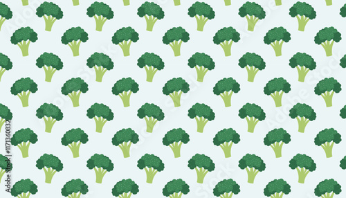 Seamless pattern with Broccolini. Vector illustration in flat style.