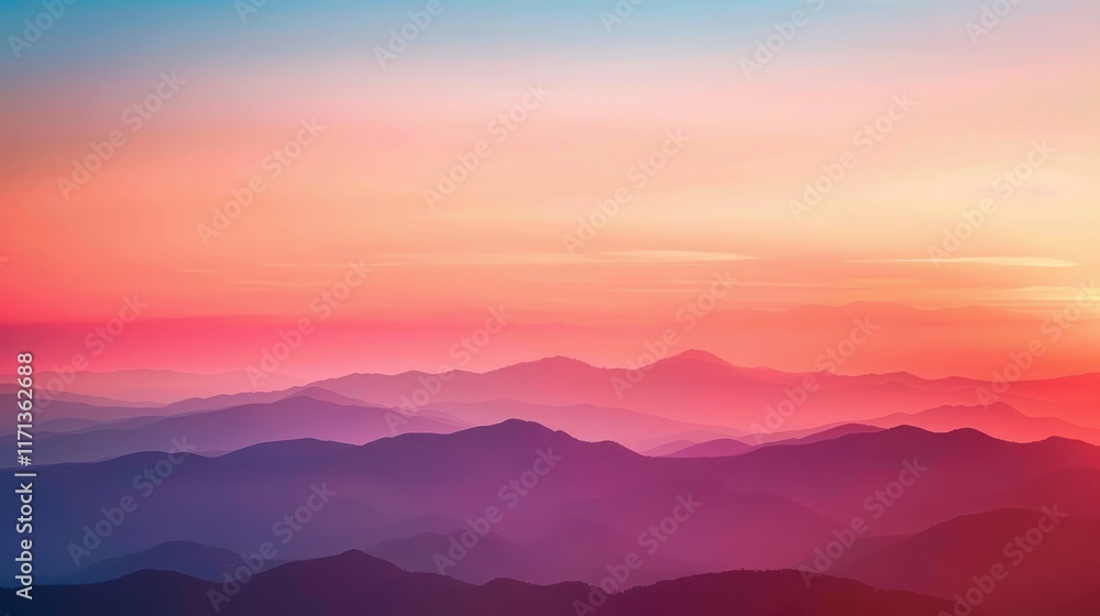 Obraz premium Multicolor gradient fade from deep red to soft pink, resembling a sunrise. 