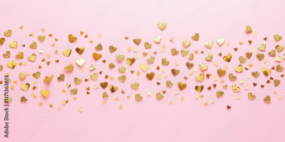 A romantic pink canvas adorned with shimmering gold hearts, radiating love and warmth perfect for celebrating Valentine's Day. A romantic pink canvas adorned with shimmering gold hearts, radiating love and warmth perfect for celebrating Valentine's Day.