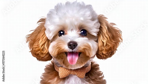 Adorable Smile Maltipoo Puppy A Charming Teddy Brown and White Maltese Poodle Mix Perfect for Families and Pet Lovers Isolated on White Background