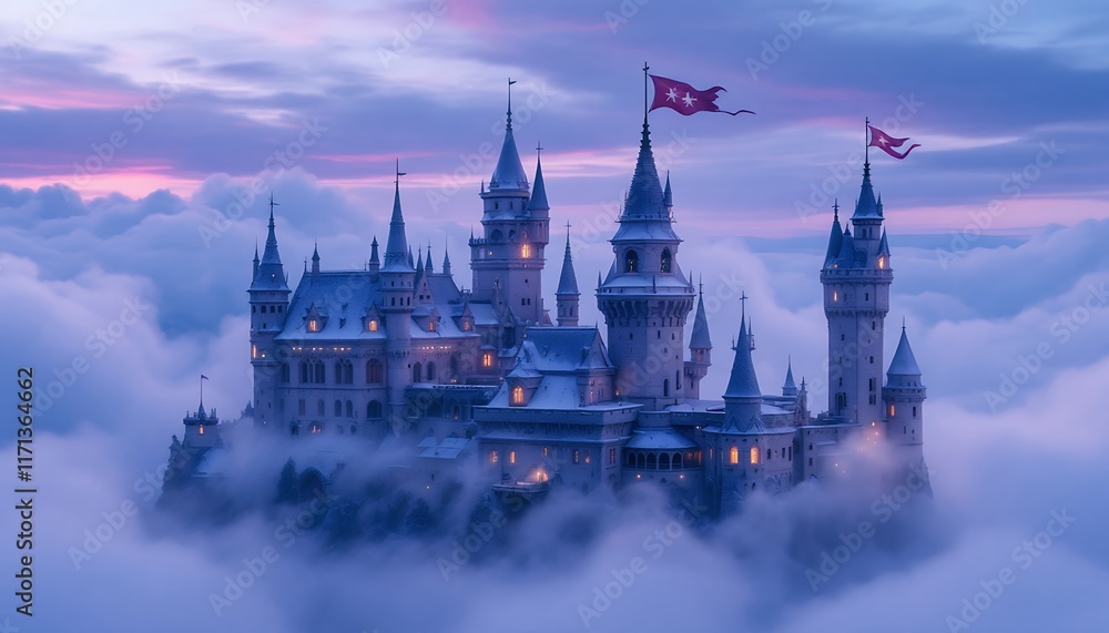 Enchanted Castle above the Clouds: A Fairytale Vista Enchanted Castle above the Clouds: A Fairytale Vista
