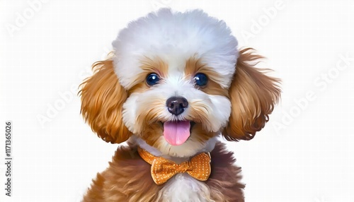 Adorable Smile Maltipoo Puppy A Cute Teddy Brown and White Maltese Poodle Mix, Perfect Companion for Families and Individuals, Isolated on a Clean Background, Ready for Love and Fun photo