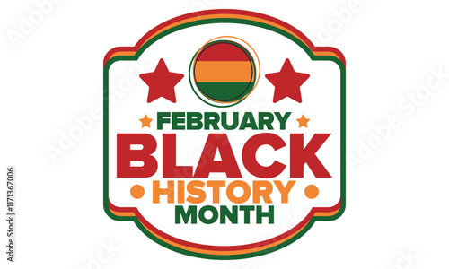 Black History Month 2025. African American History. Celebrated annual. February and October. Poster, card, banner, background. Vector illustration