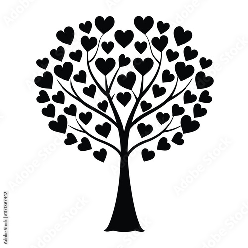  valentine day tree with hearts