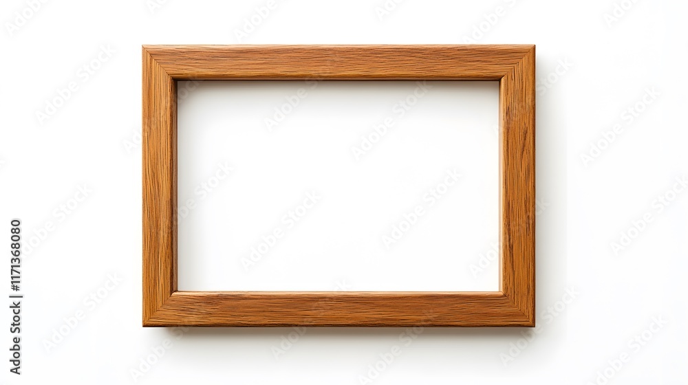 Fototapeta premium Simple Wooden Frame Isolated On White Background