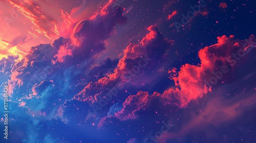 red and blue sky
