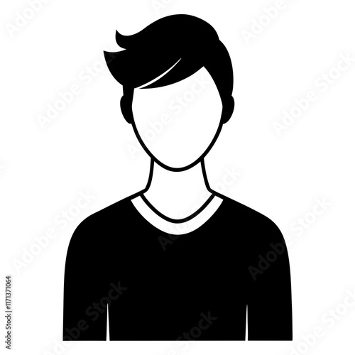 Front-Facing Unisex Silhouette with Casual T-Shirt Outline - Vector Illustration Design