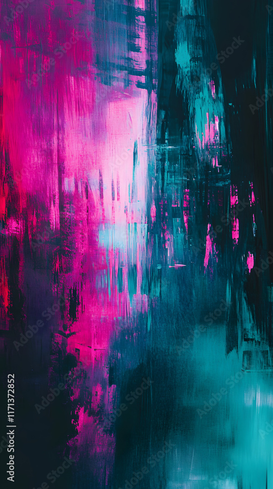 Abstract background featuring a neon-lit urban aesthetic with vibrant pink and teal hues blending seamlessly to create a modern artistic expression Abstract background featuring a neon-lit urban aesthetic with vibrant pink and teal hues blending seamlessly to create a modern artistic expression