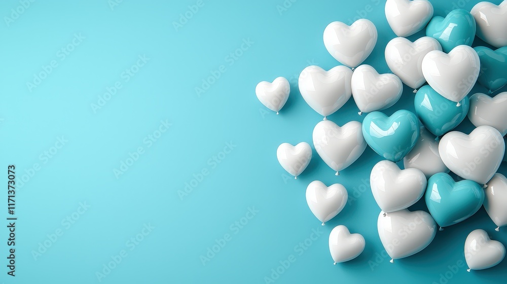 Valentine's floating bouquet of heart balloons pastel tones whimsical vibes dreamy background Valentine's floating bouquet of heart balloons pastel tones whimsical vibes dreamy background