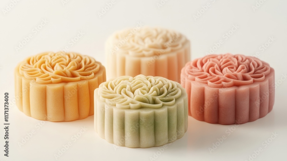 Elegant Minimalist Mooncakes with Floral Designs Elegant Minimalist Mooncakes with Floral Designs