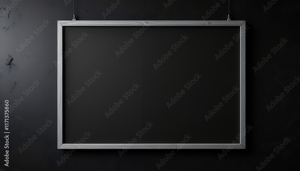Blank Minimalist Picture Frame on Dark Wall Blank Minimalist Picture Frame on Dark Wall