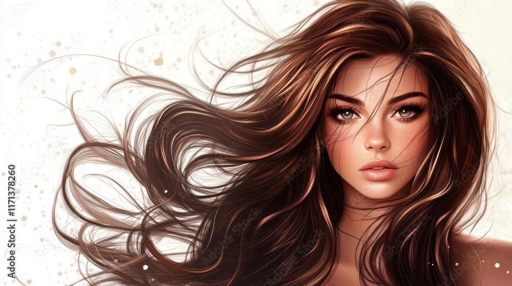 Portrait of a beautiful brunette woman with long wavy hair Portrait of a beautiful brunette woman with long wavy hair
