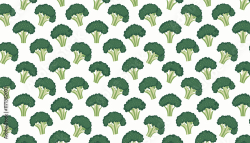 Seamless pattern with Broccoli Raab. Vector illustration in doodle style.