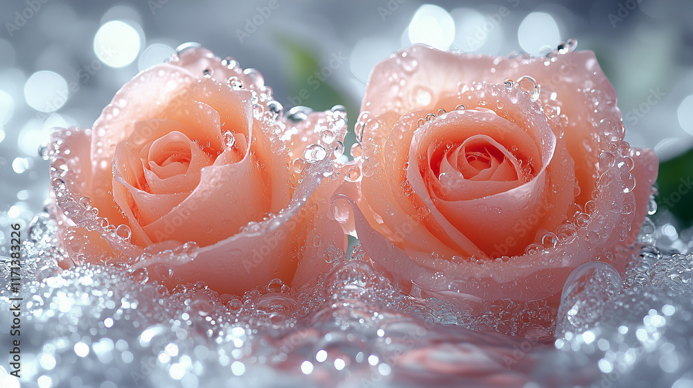 Fototapeta premium rose with water drops