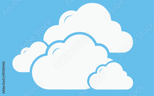 Cloud. Abstract white cloudy set isolated on blue background. Vector illustration