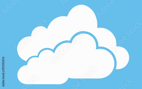 Cloud. Abstract white cloudy set isolated on blue background. Vector illustration