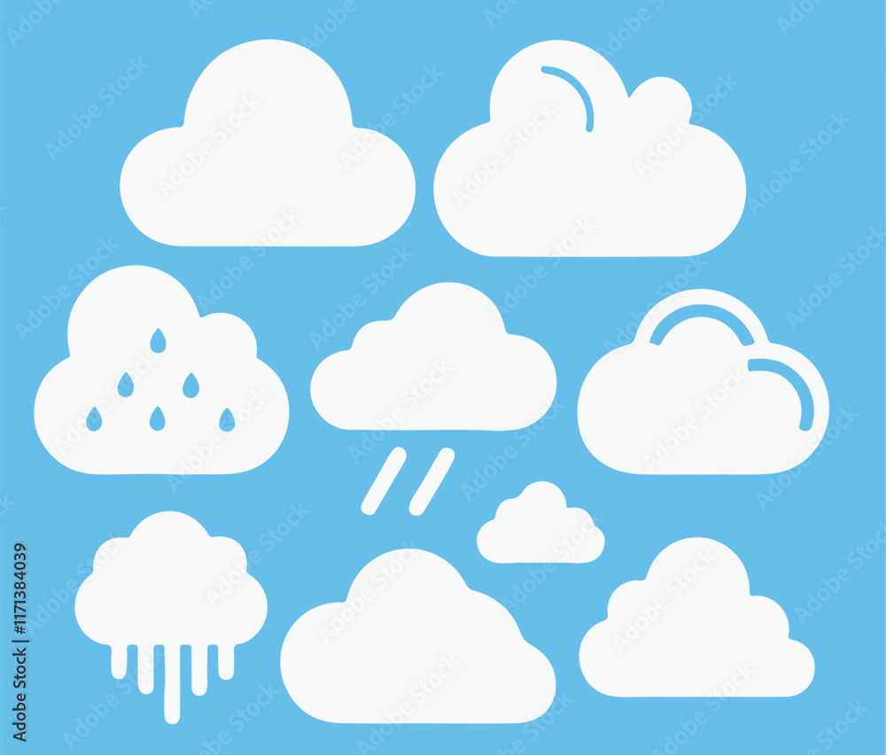 Cloud. Abstract white cloudy set isolated on blue background. Vector illustration Cloud. Abstract white cloudy set isolated on blue background. Vector illustration