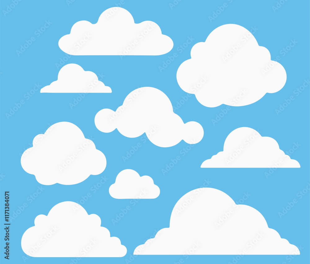 Cloud. Abstract white cloudy set isolated on blue background. Vector illustration Cloud. Abstract white cloudy set isolated on blue background. Vector illustration