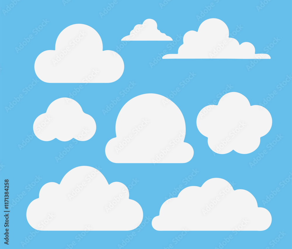 Cloud. Abstract white cloudy set isolated on blue background. Vector illustration Cloud. Abstract white cloudy set isolated on blue background. Vector illustration