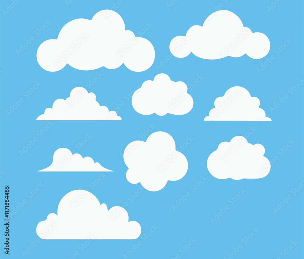 Cloud. Abstract white cloudy set isolated on blue background. Vector illustration Cloud. Abstract white cloudy set isolated on blue background. Vector illustration