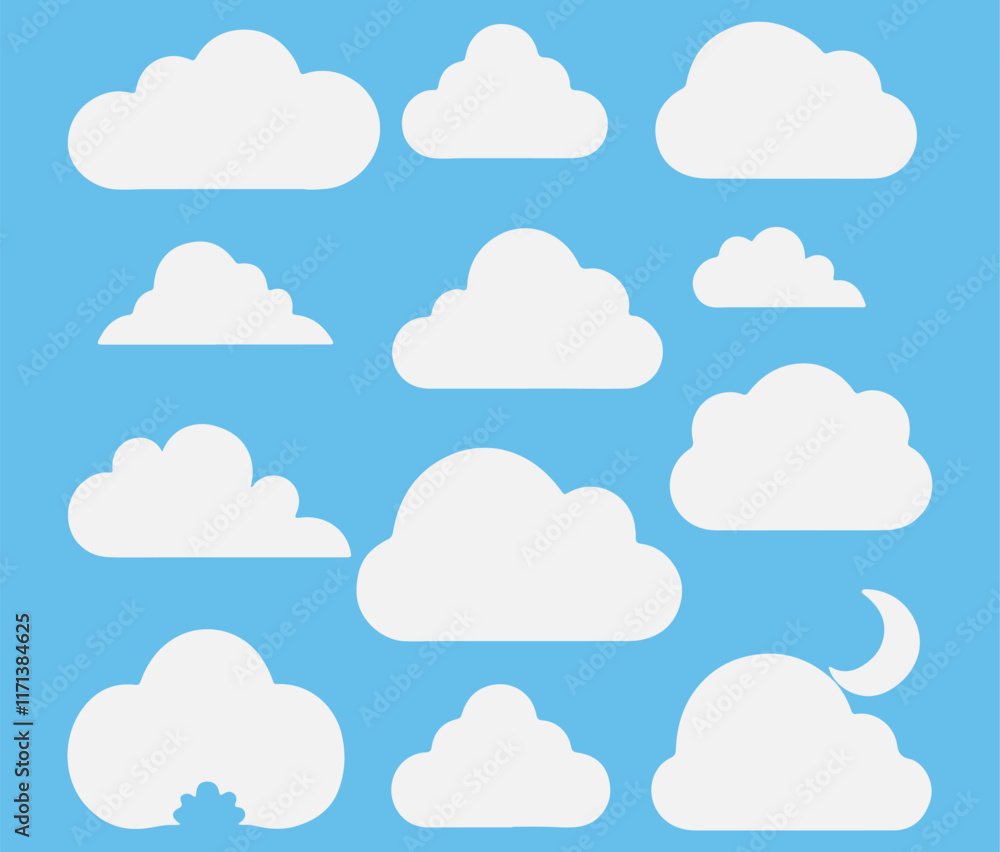 Cloud. Abstract white cloudy set isolated on blue background. Vector illustration Cloud. Abstract white cloudy set isolated on blue background. Vector illustration