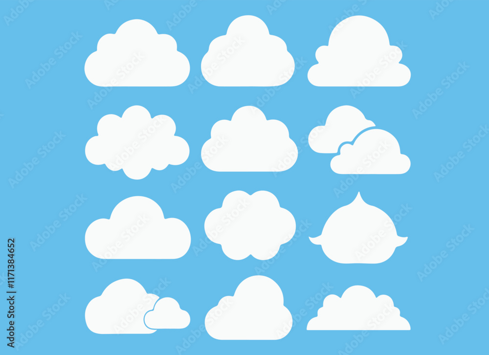 Cloud. Abstract white cloudy set isolated on blue background. Vector illustration Cloud. Abstract white cloudy set isolated on blue background. Vector illustration
