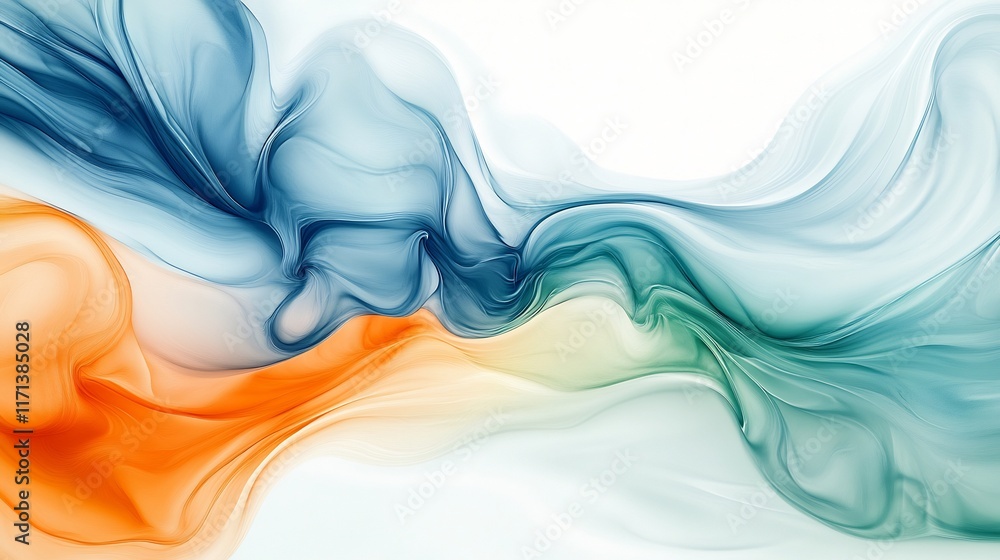 Abstract Fluid Art: Teal, Orange, and White Swirls Abstract Fluid Art: Teal, Orange, and White Swirls