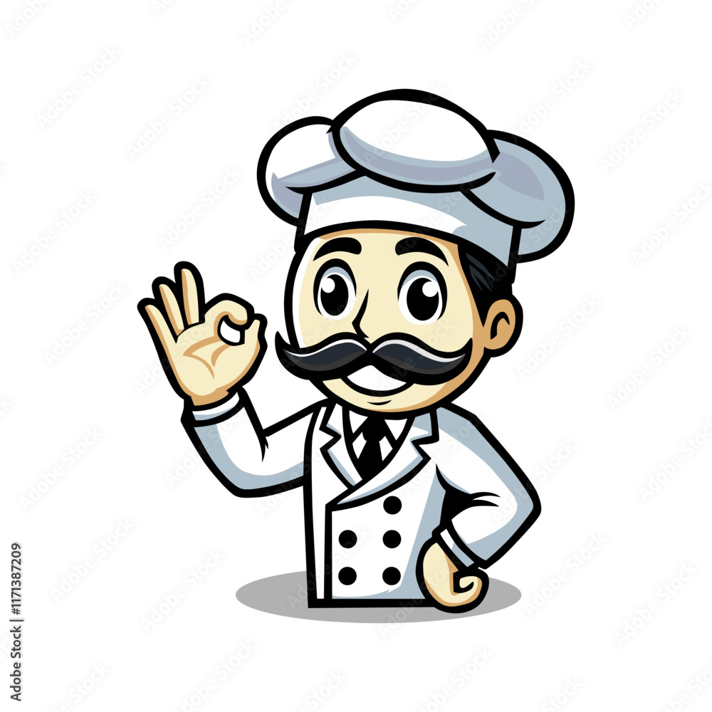 a cartoon of a chef with a mustache and a mustache. a cartoon of a chef with a mustache and a mustache.