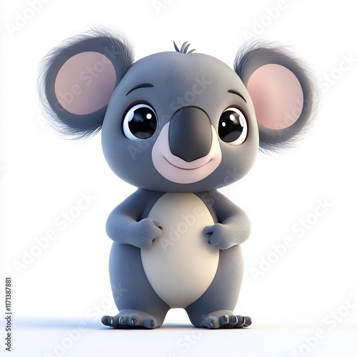 Adorable Baby Koala Bear Cartoon 3d Render photo