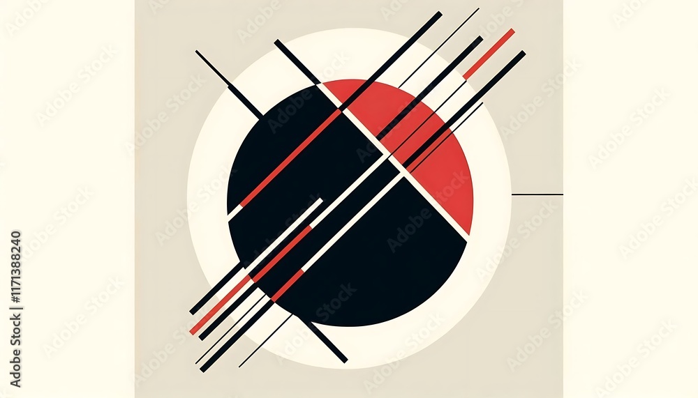 Modern Lines: An Abstract Composition of Red and Black Modern Lines: An Abstract Composition of Red and Black