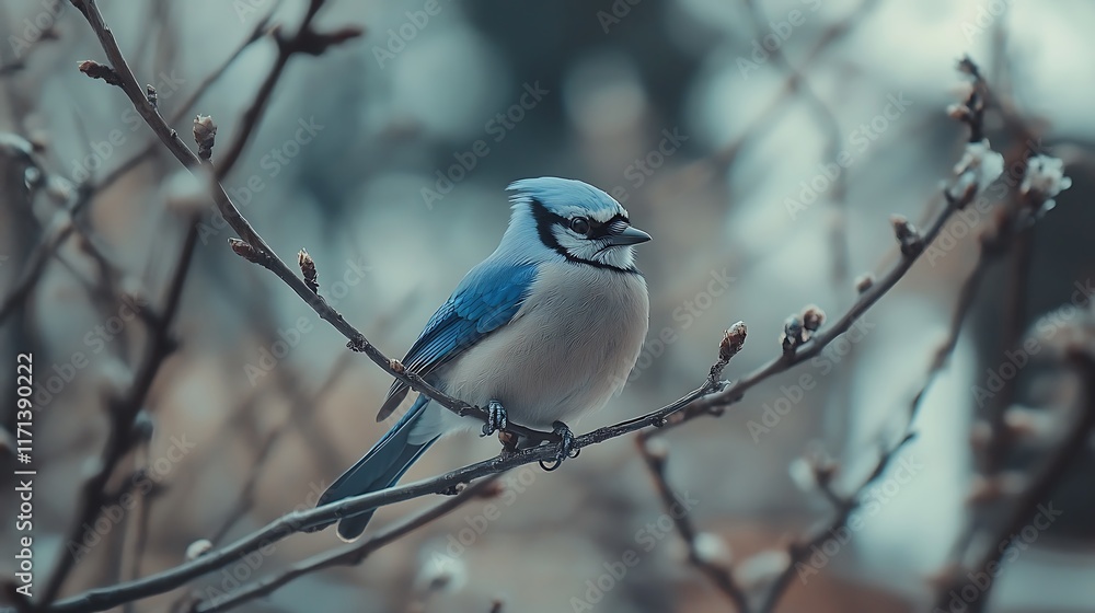 Serene Blue Jay on a Winter Branch Serene Blue Jay on a Winter Branch