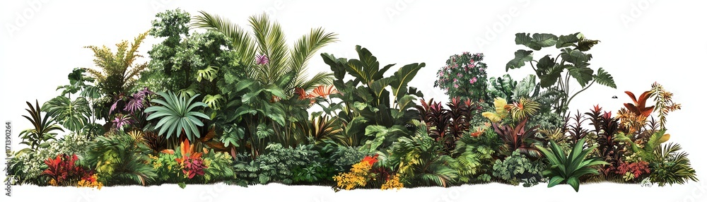 Colorful tropical plants and foliage, isolated on white background. Colorful tropical plants and foliage, isolated on white background.