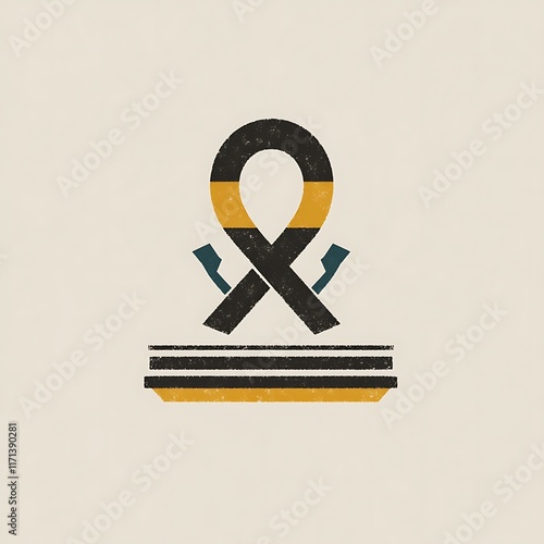 Abstract Art Featuring A Ribbon And Axes On Wood
