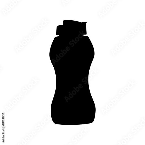 Reusable plastic water bottle silhouette vector illustration design on white background.