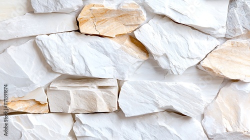 White and beige stone wall texture background.