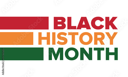 Black History Month 2025. African American History. Celebrated annual. February and October. Poster, card, banner, background. Vector illustration