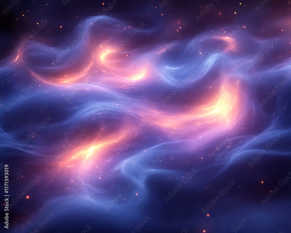 Fototapeta premium Abstract cosmic nebula with glowing energy streams.