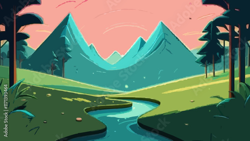 landscape with river and trees