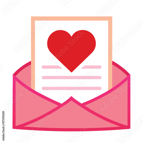 love letter with heart of a vector silhouette