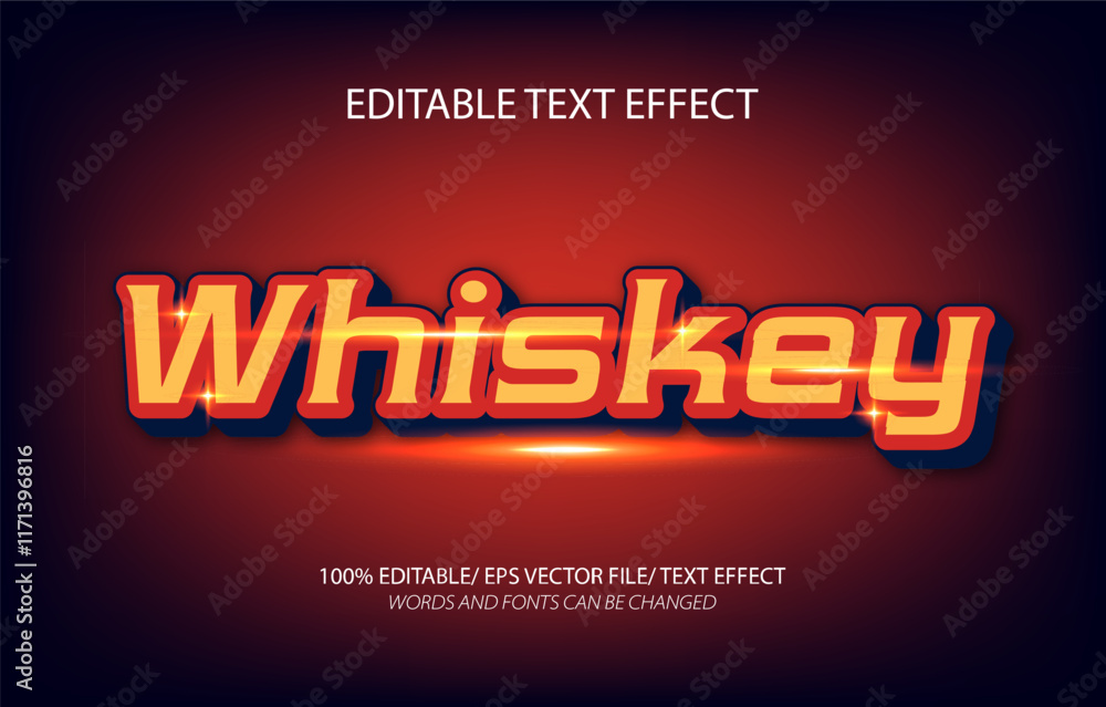 Fototapeta premium Whiskey editable text effect, 3D editable text template. 