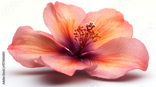 Wallpaper Mural Close-up of a peach-colored hibiscus flower isolated on white background. Torontodigital.ca