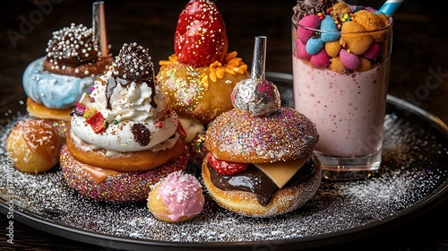 Gourmet Donut Burgers and Milkshake Sweet Treats Extravaganza photo