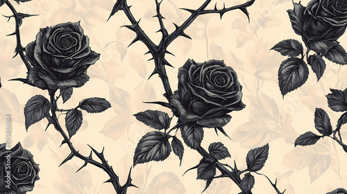 Fototapeta Naklejka Na Ścianę i Meble -  vintage gothic thorns rose
