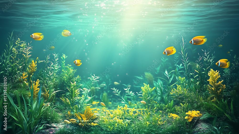 Naklejka premium coral reef and fishes