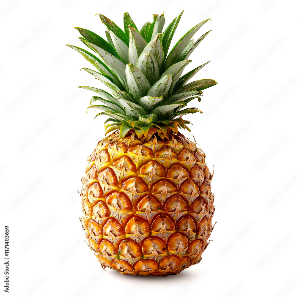 Ripe Pineapple Isolated on White: Tropical Fruit Ripe Pineapple Isolated on White: Tropical Fruit