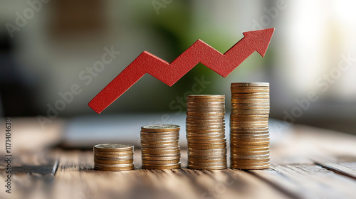 Interest rate hike and economic growth concept with rising arrows