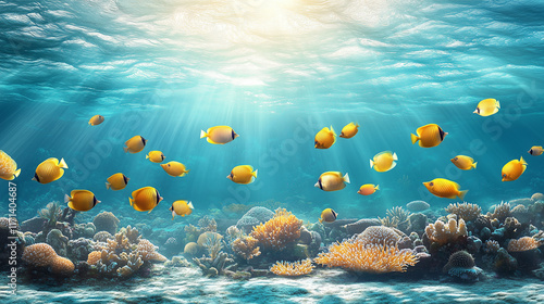 coral reef and fishes photo