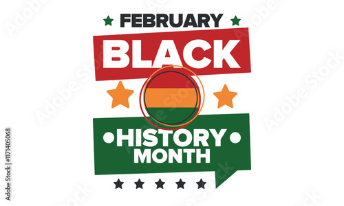 Black History Month 2025. African American History. Celebrated annual. February and October. Poster, card, banner, background. Vector illustration