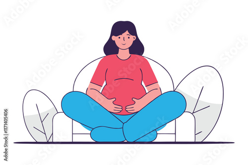 pregnant woman sitting vector illustration